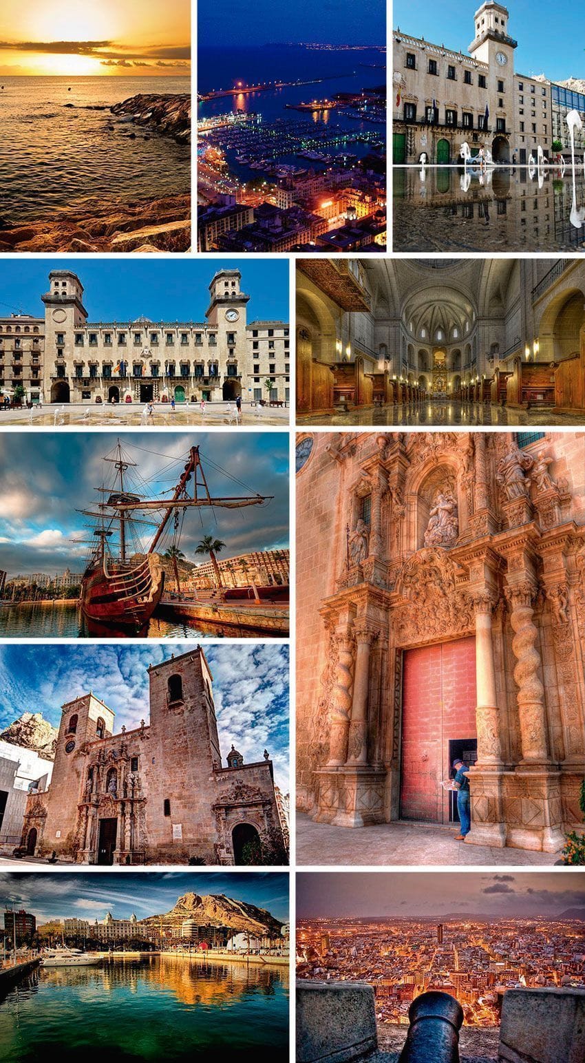 Ayuntamiento, basílica de Santa María y monumentos del centro histórico de Alicante