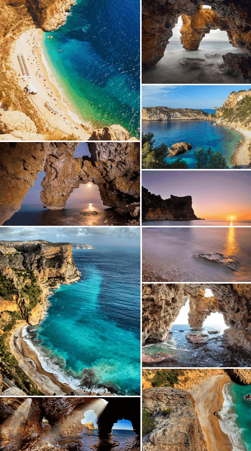 Aguas turquesas y acantilados de Cala Moraig en Benitatxell, excursión de un día desde Valencia