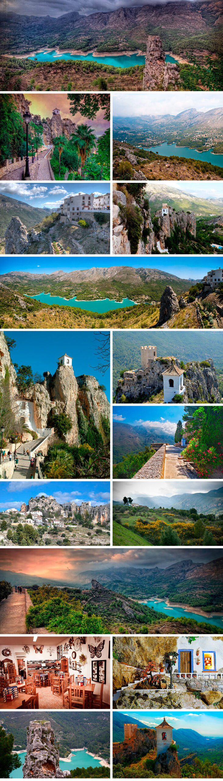 Embalse turquesa de Guadalest y castillo con vistas panorámicas del valle, excursión desde Valencia