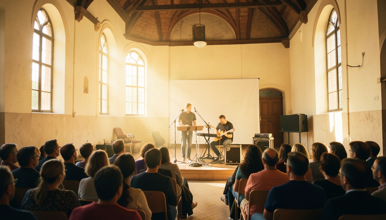 Concierto íntimo de música electrónica en una sala histórica de València