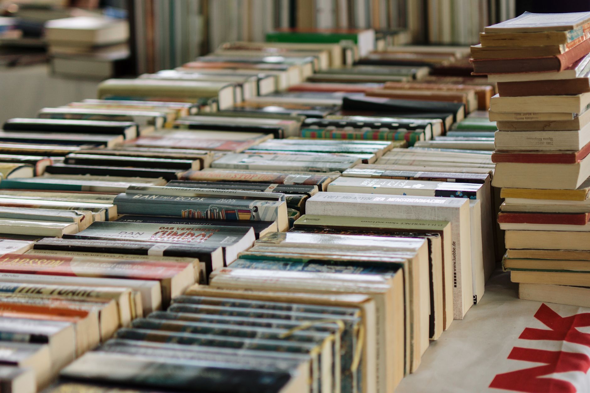 Libros ordenados en un mercado de libros